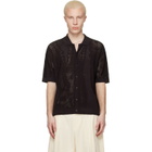 Lacoste Brown Lacy Knit Crocodile Shirt