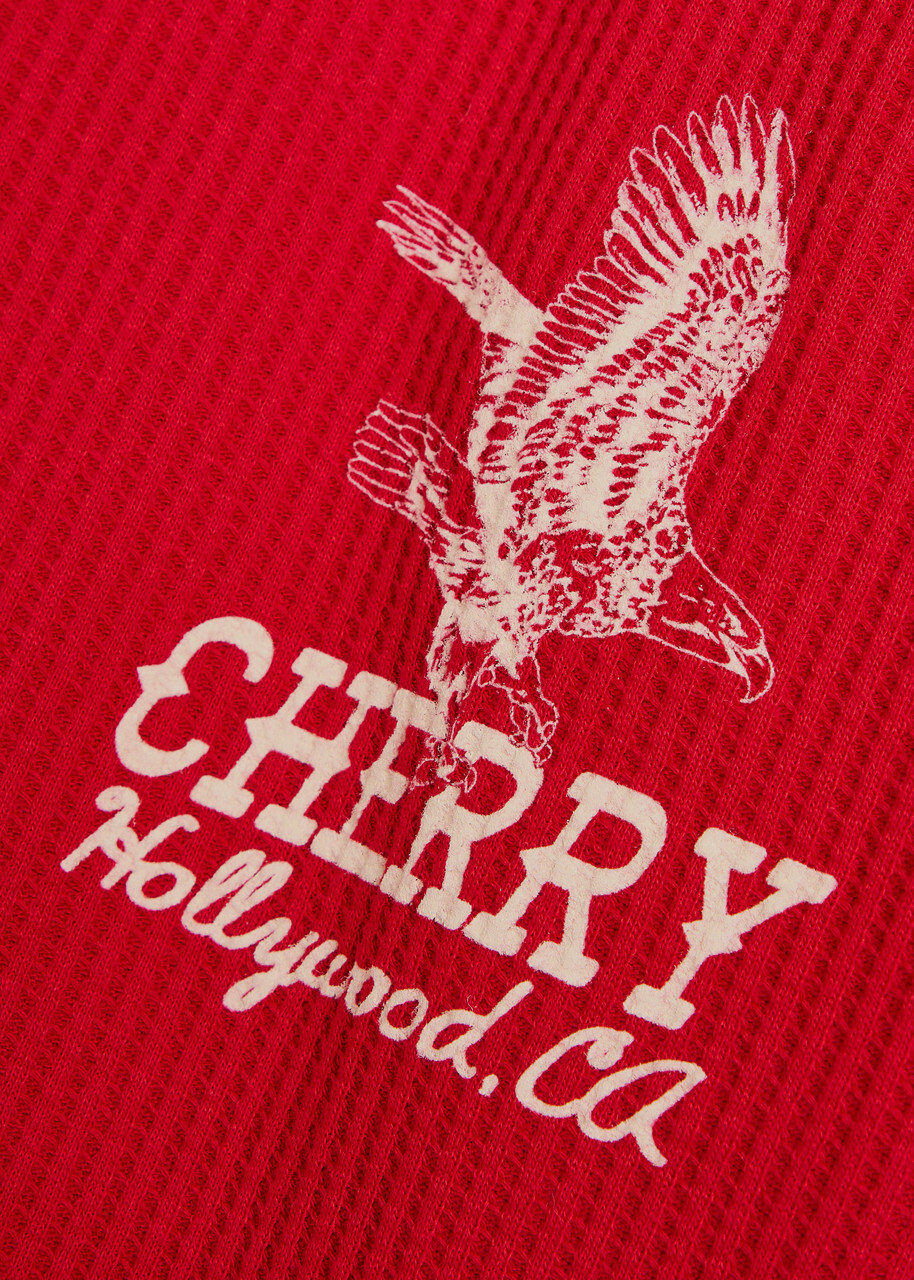 millebonheur ワッフルチェリーTシャツ Cherry Los Angeles Hollywood Thermal Logo-print Waffle T-shirt Red