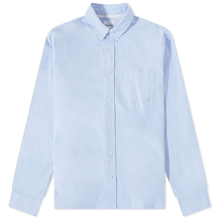 Photo: Norse Projects Men's Algot Oxford Monogram Button Down Shirt in Pale Blue