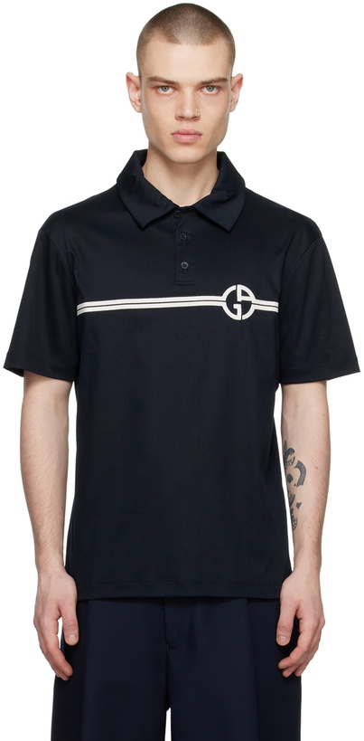 Photo: Giorgio Armani Navy Embroidered Polo