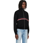 Versace Black Embroidered-Logo Cotton Knit Zip Cardigan