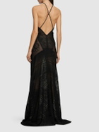 ROBERTO CAVALLI Halter Neck Devoré Viscose Long Dress
