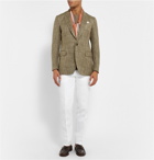 Berluti - Olive Silk And Cotton-Blend Woven Melange Blazer - Men - Mushroom