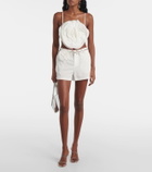 Blumarine Floral-appliqué gabardine shorts