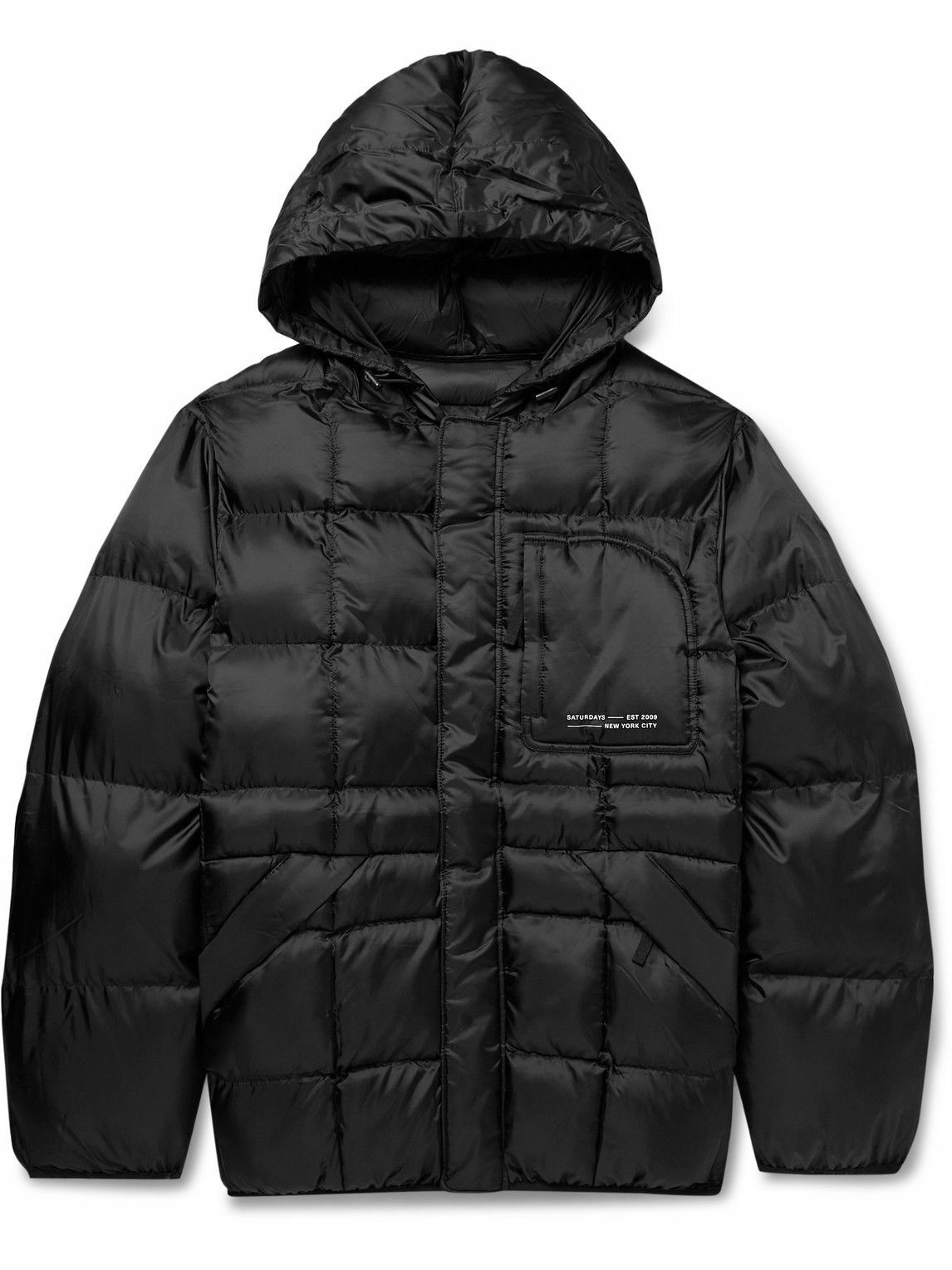 Quilted shell hooded coat