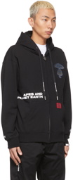 AAPE by A Bathing Ape Black Logo Patched Zip-Up Sweater