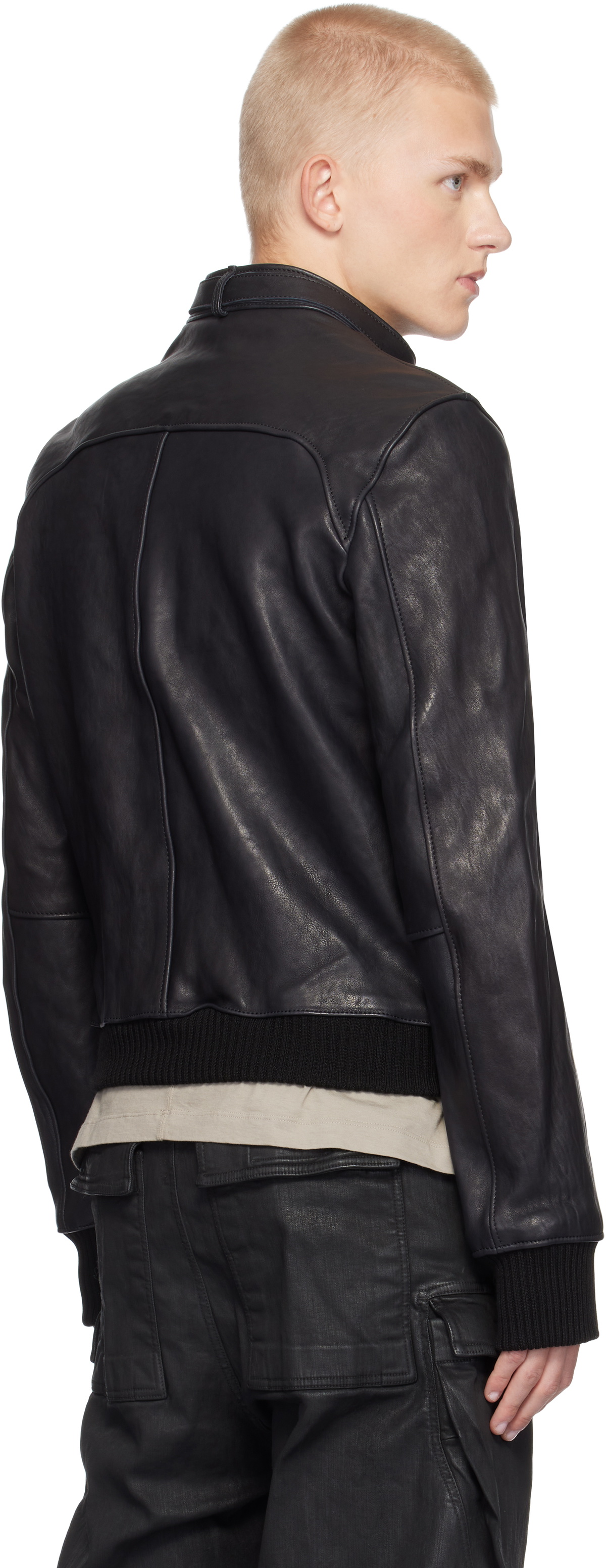 NO/FAITH STUDIOS Black Basic Cargo Leather Jacket