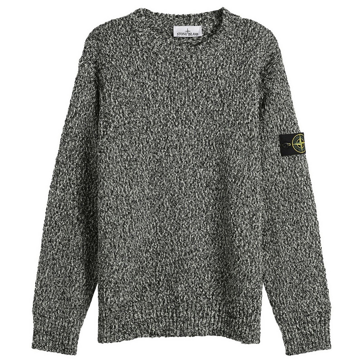 Stone Island Men's Speckled Cotton Knit Jumper in Black Melange