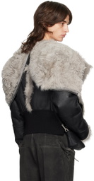 Rick Owens Black Porterville Cropped Alice Shearling Parka