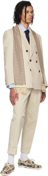 Valentino Garavani Beige & Tan Chamber Silk Bandeau Scarf