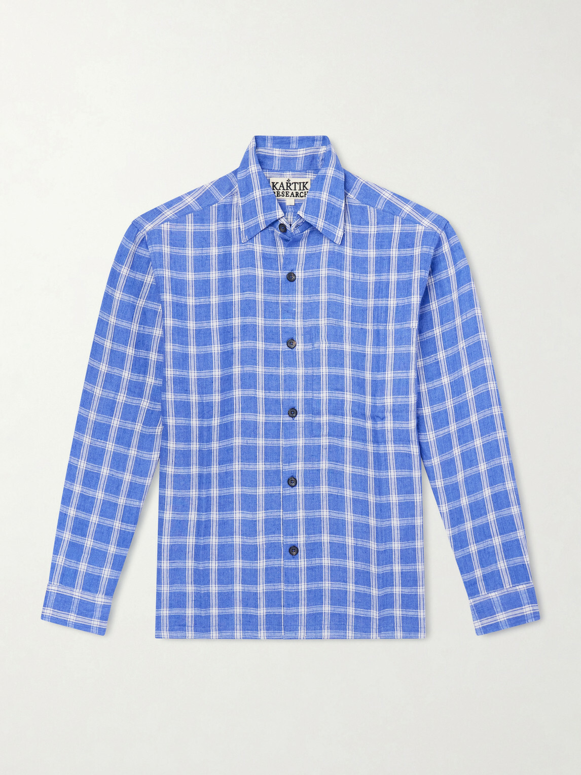 Kartik Research - Pataudi Checked Linen Shirt - Blue