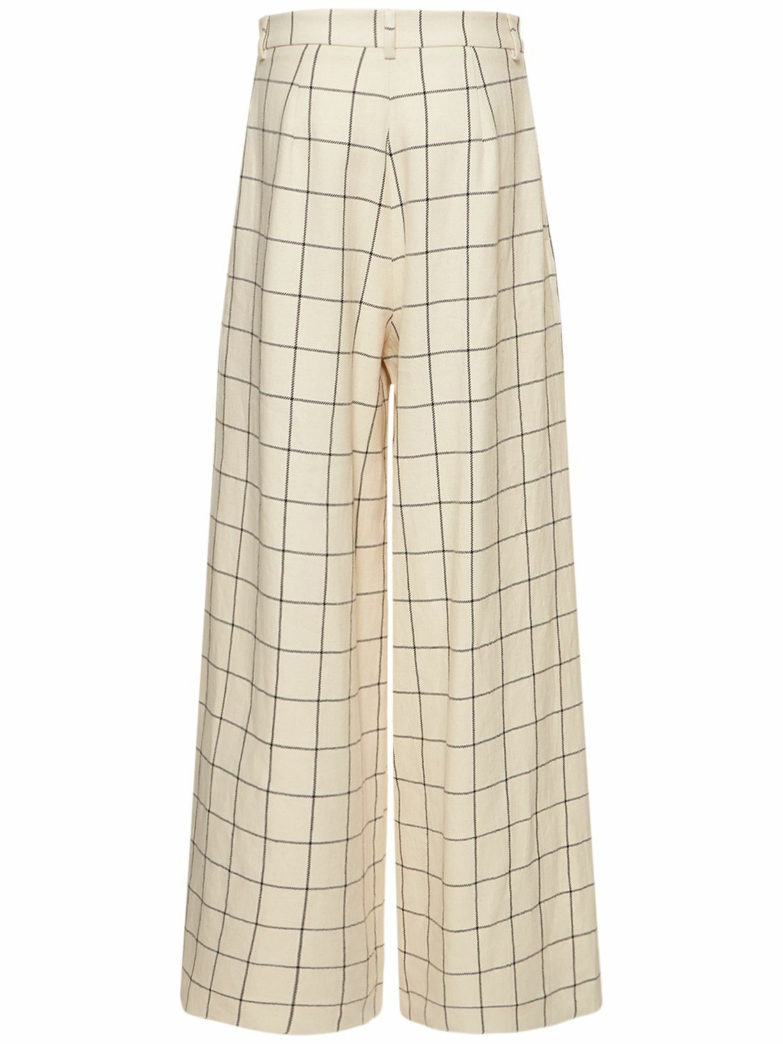ROCHAS Macro Check Canvas Wide Pants