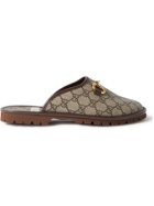 GUCCI - Elea Horsebit Monogrammed Canvas Backless Loafers - Brown