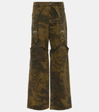 Blumarine Printed denim wide-leg pants