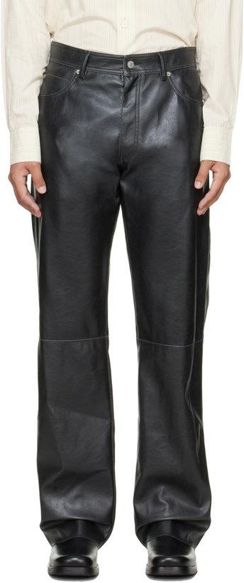Photo: MM6 Maison Margiela Black Faux-Leather Pants