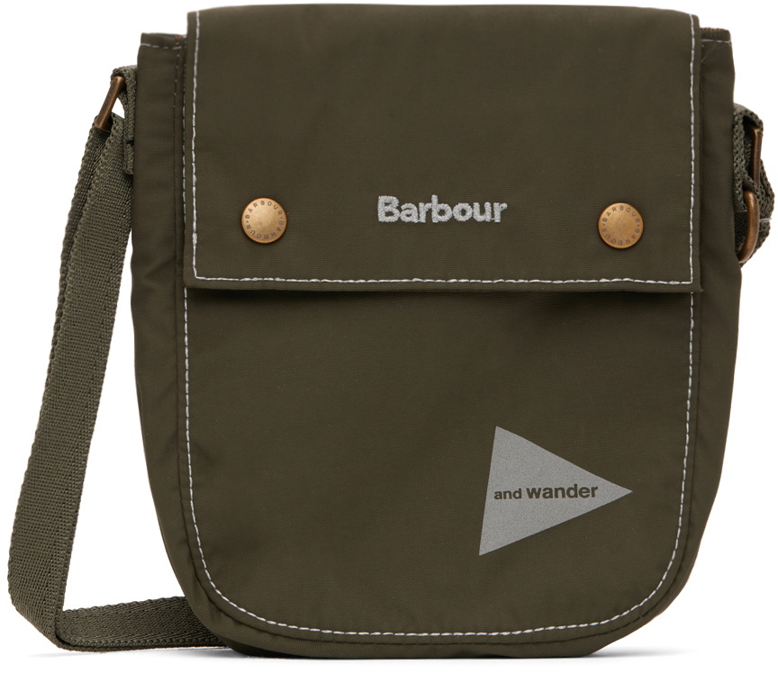 Barbour Khaki And Wander Edition Logo Messenger Bag Barbour