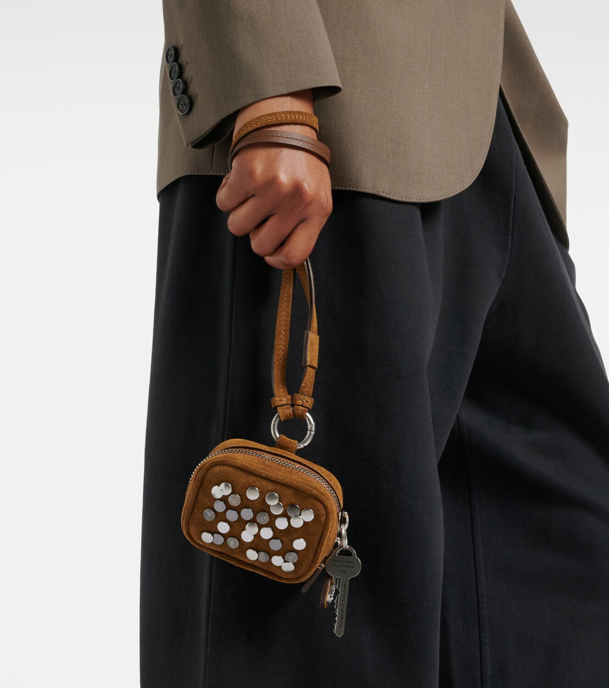 Acne Studios Camero Clip embellished suede AirPods case