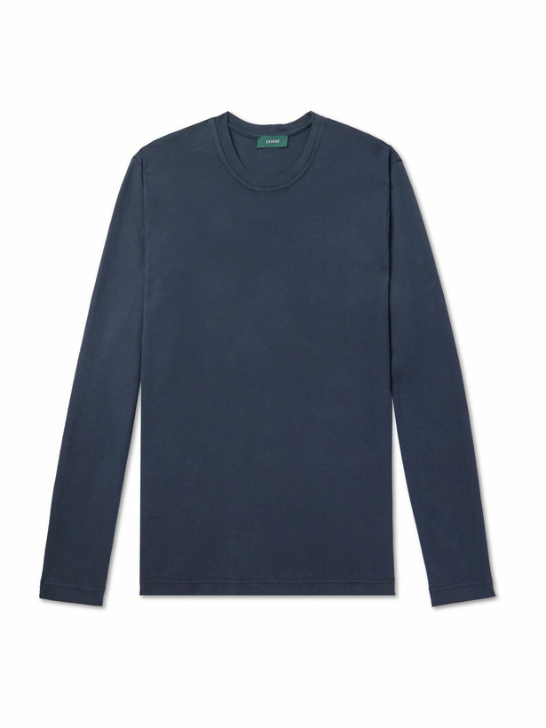 Photo: Incotex - Zanone Slim-Fit Pima Cotton-Jersey T-Shirt - Blue