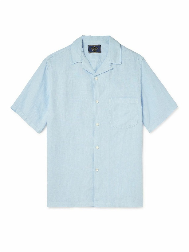 Photo: Portuguese Flannel - Camp-Collar Linen Shirt - Blue