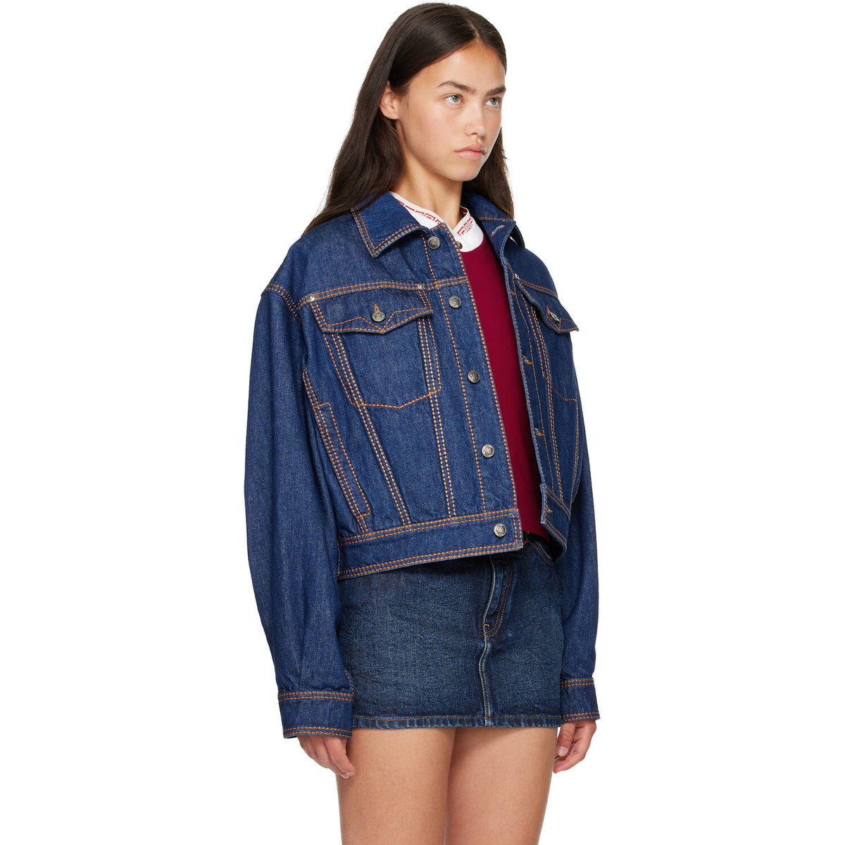 Versace Blue Denim Blouson Jacket