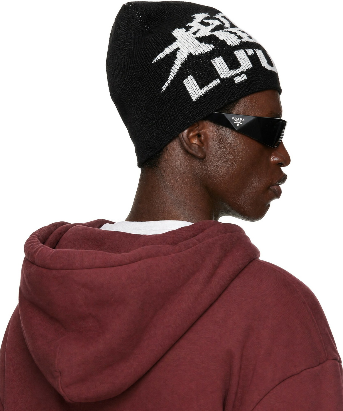 LU'U DAN Black & White 'L-D SHEISTY' Beanie