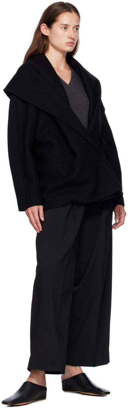GIA STUDIOS Black Shawl Wool Jacket