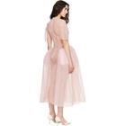 Simone Rocha Pink Puff Sleeve Cord Hip Midi Dress