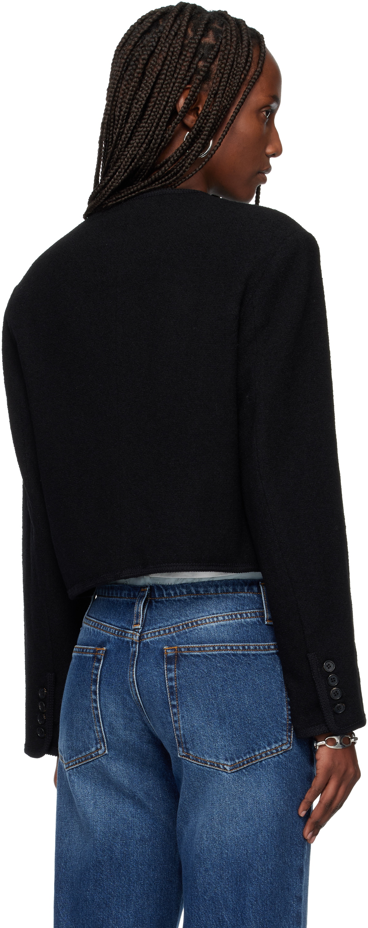 TONYWACK Black Tweed Cropped Wool Jacket