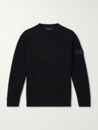 Stone Island - GHOST Ribbed Wool and Cashmere-Blend Sweater - Black