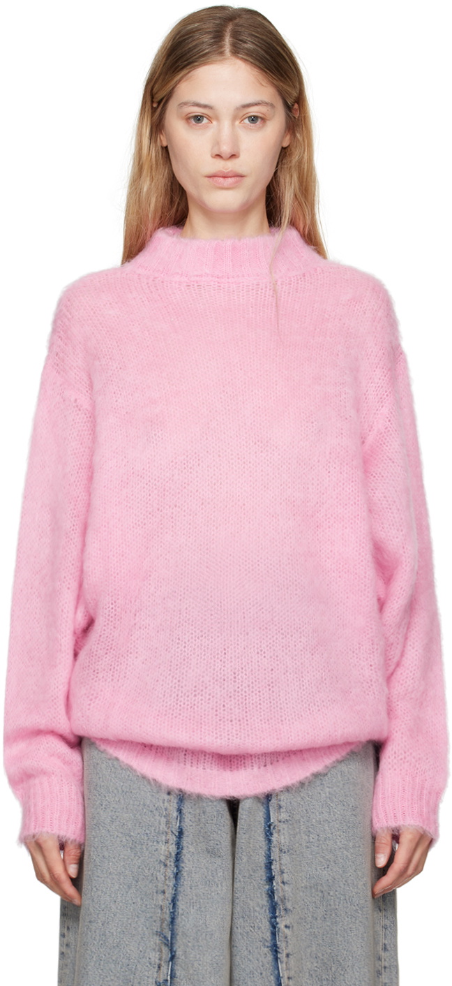 MM6 Maison Margiela Pink Brushed Knit Sweater MM6 Maison Margiela