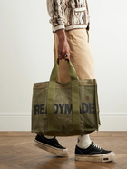 READYMADE - Logo-Print Webbing-Trimmed Waxed Cotton-Canvas Tote Bag