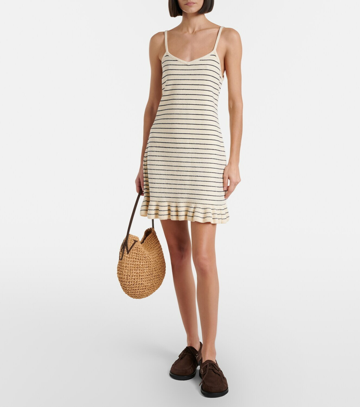 JW Anderson Striped cotton-blend minidress