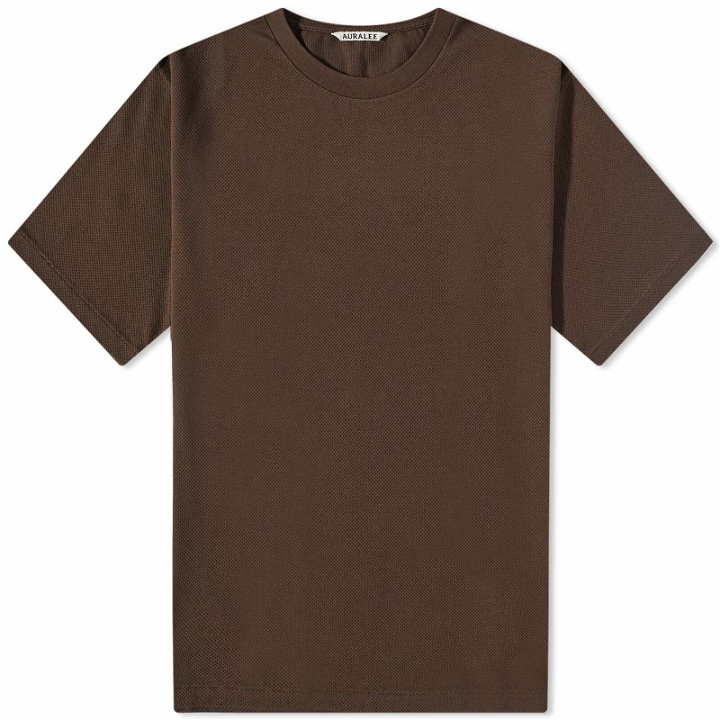 Photo: Auralee Men's Cotton Mesh T-Shirt in Dark Brown