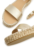 Valentino Rockstud 50 Metallic Leather Wedge Espadrilles Gold