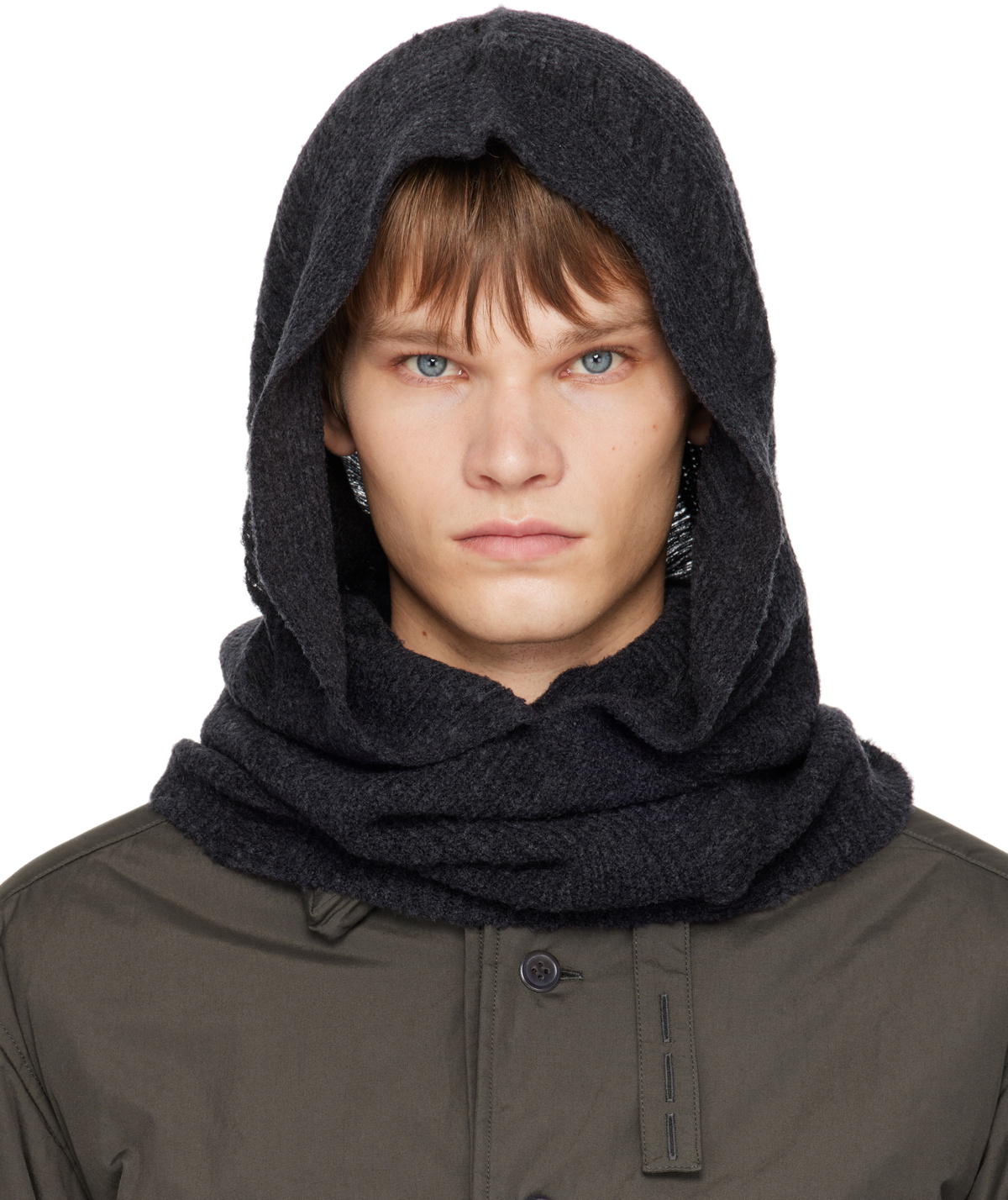 YOHJI YAMAMOTO Black Wool Balaclava Hood