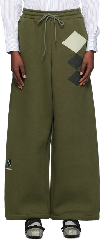 Photo: OPEN YY Green Argyle Wide Sweatpants