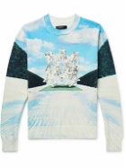AMIRI - Printed Cotton and Cashmere-Blend Sweater - Blue