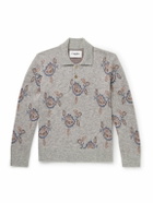 Corridor - Maya Jacquard-Knit Baby Alpaca-Blend Polo Sweater - Gray
