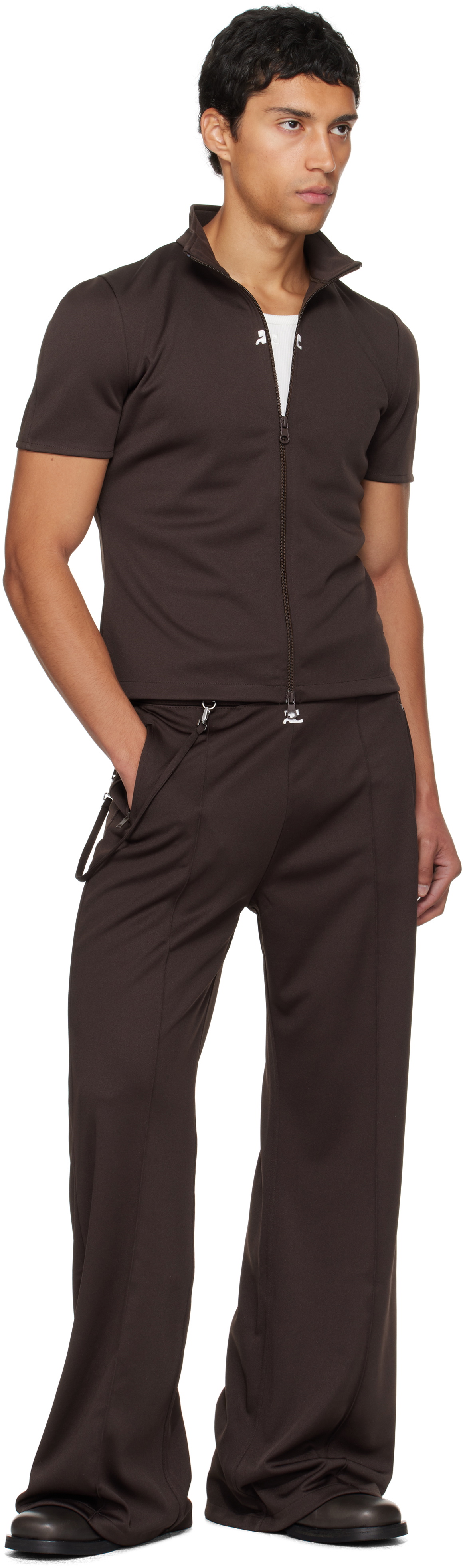 Courrèges Brown Flare Interlock Tracksuit Pants