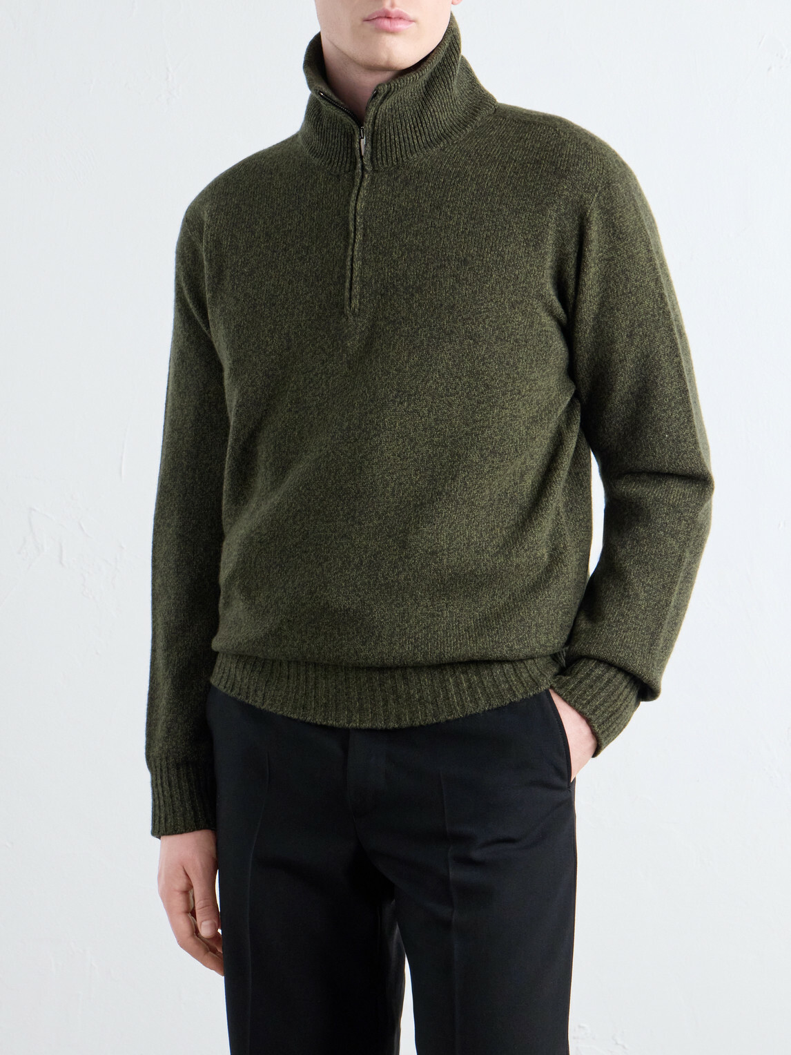 Altea - Wool and Cashmere-Blend Half-Zip Sweater - Green
