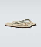 Brunello Cucinelli Leather-trimmed thong sandals