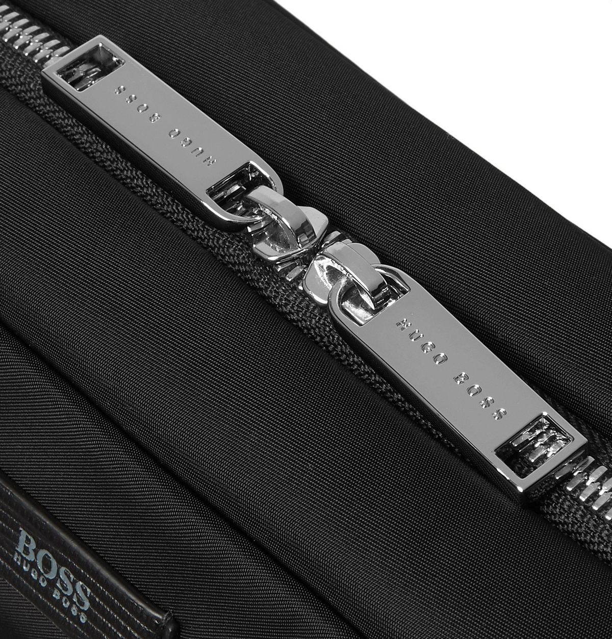 Hugo Boss Meridian LeatherTrimmed Shell Wash Bag Black Hugo Boss