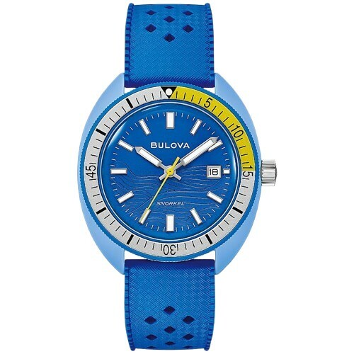 Photo: Bulova Snorkel Tang Fish Quartz Blue Dial Mens Watch 98B445