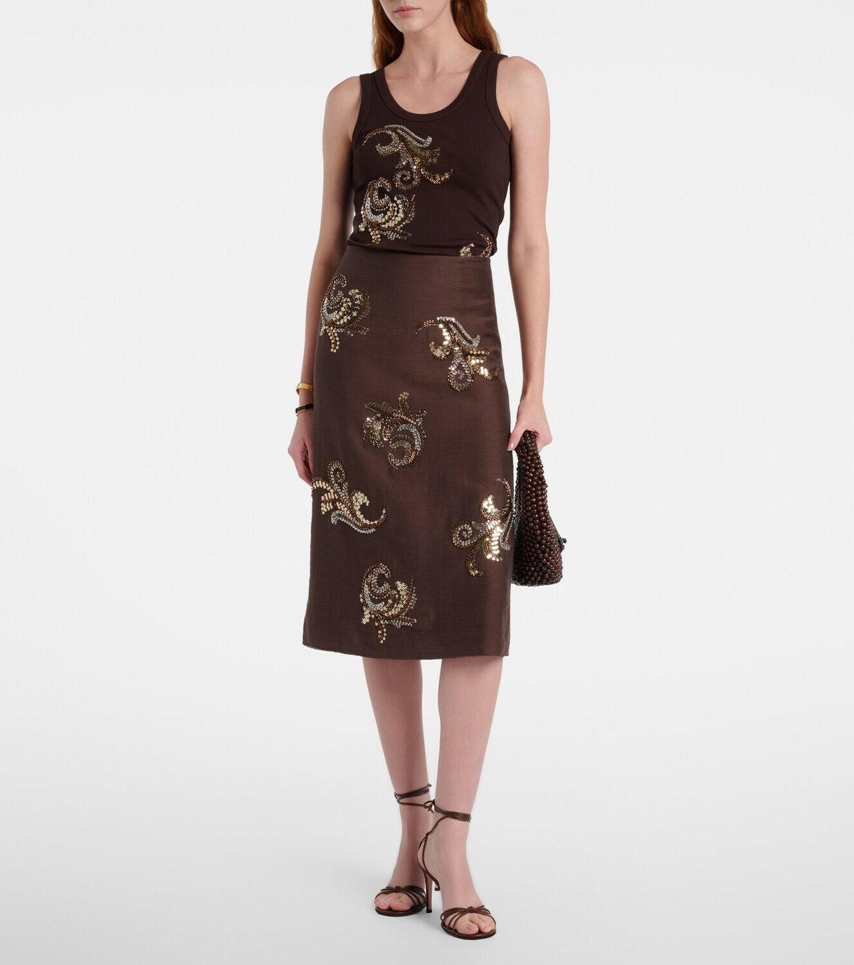 Xu Zhi Ribbed-knit sequined tank top