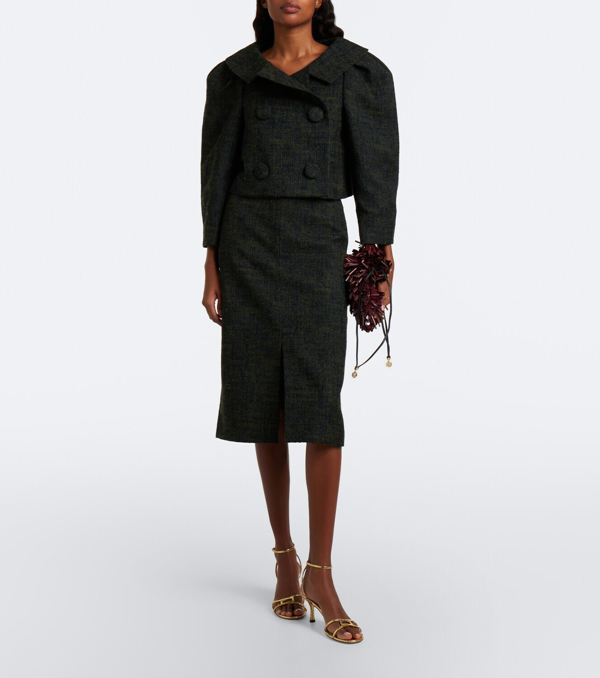 Shushu/Tong Cropped double-breasted tweed jacket