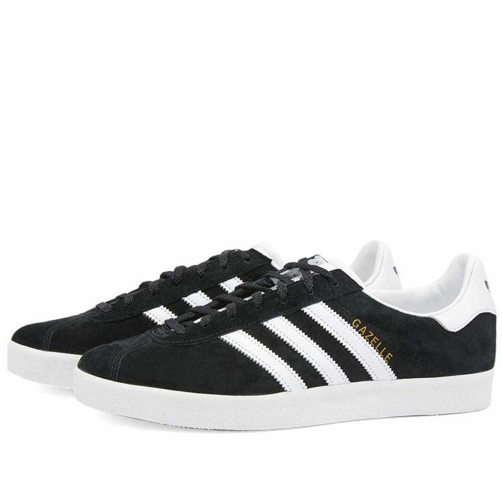 Photo: Adidas Men's Gazelle 85 Sneakers in Core Black/White/Gold