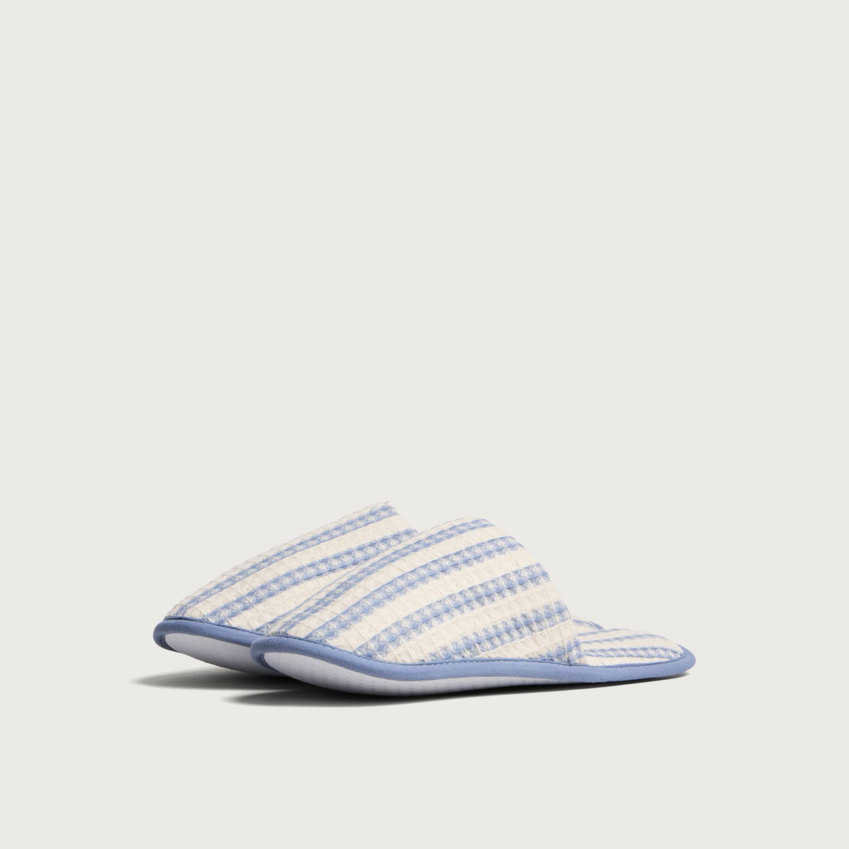 HAY Waffle Slippers in Stripe Dusty Blue