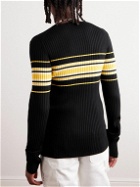 Wales Bonner - Striped Ribbed Wool-Blend Sweater - Black