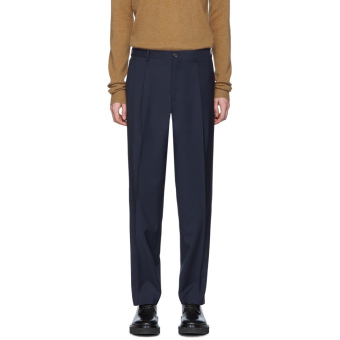 Photo: Etro Navy Wool Tailored Trousers