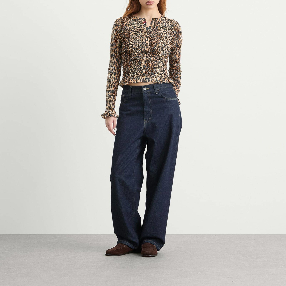 Damson Madder Women's Elliana Smocked Cardigan in Leopard